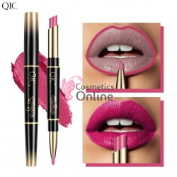 Ruj solid pentru buze si creion pentru contur 2 in1 QIC Beauty Lip Liner Cod 03 Mexican Pink